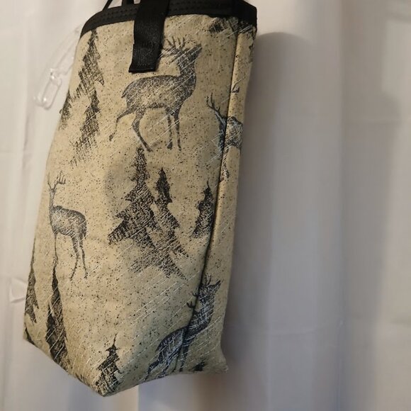 NEW Reusable Fabric Gift Bag Buck Deer Christmas Flannel double handle 10x6x4" - Picture 2 of 11